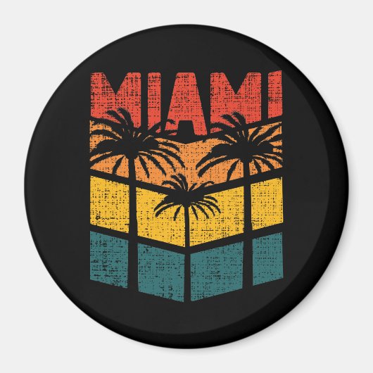 Retro Miami Florida Beach Souvenir Palm Tree 80's Magneet (Voorkant)