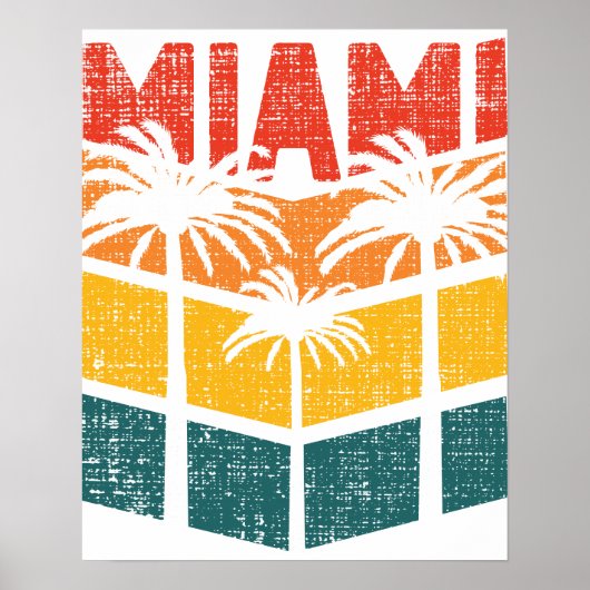 Retro Miami Florida Beach Souvenir Palm Tree 80's Poster (Voorkant)