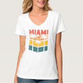 Retro Miami Florida Beach Souvenir Palm Tree 80's T-shirt (Voorkant)