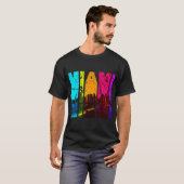 Retro Miami Florida CityScape Skyline T-shirt (Voorkant volledig)