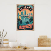 Retro Miami Florida Magische Stad Reizen Poster (Keuken)