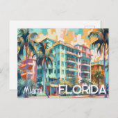 Retro Miami Florida South Beach Briefkaart (Voorkant / Achterkant)