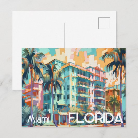 Retro Miami Florida South Beach Briefkaart (Voorkant / Achterkant)