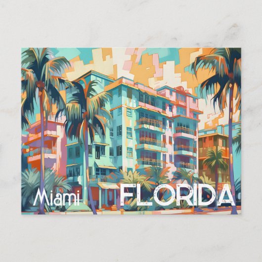 Retro Miami Florida South Beach Briefkaart (Voorkant)