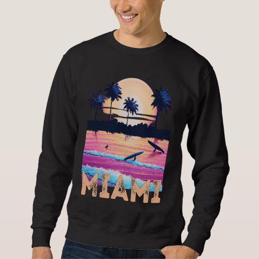 Retro Miami Florida Souvenir Surf Trui (Voorkant)