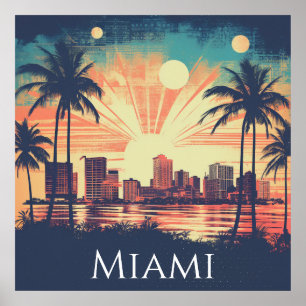 Retro Miami Florida Zonsopgang Reis Poster