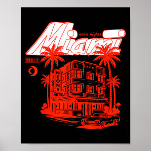 Retro Miami kustnachten grafisch - vintage kunst Poster