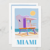 Retro Miami Lifeguard: strandvibes Feestdagenkaart (Voorkant / Achterkant)