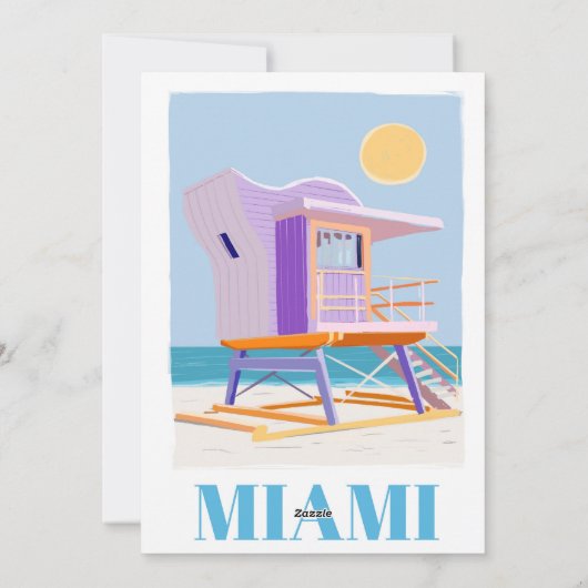 Retro Miami Lifeguard: strandvibes Feestdagenkaart (Achterkant)