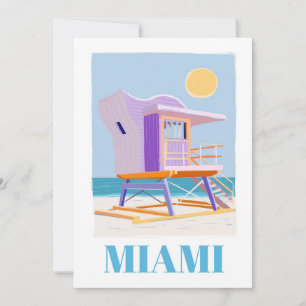 Retro Miami Lifeguard:  strandvibes Feestdagenkaart