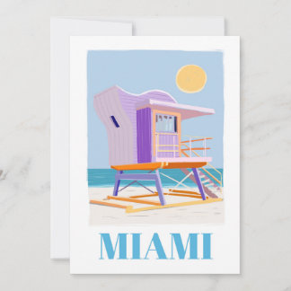 Retro Miami Lifeguard: strandvibes Feestdagenkaart