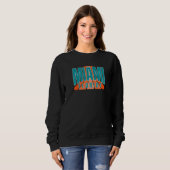 Retro Miami OrangeBlue-Teal Cool Miami FL Striped  Trui (Voorkant volledig)