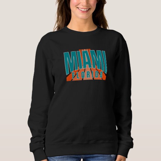 Retro Miami OrangeBlue-Teal Cool Miami FL Striped  Trui (Voorkant)
