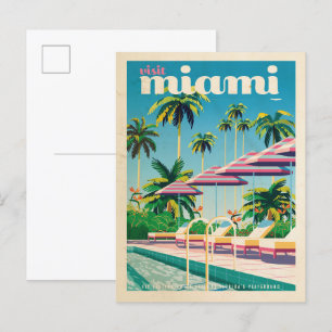 retro Miami pool Briefkaart
