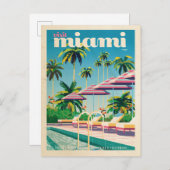 retro Miami pool Briefkaart (Voorkant / Achterkant)
