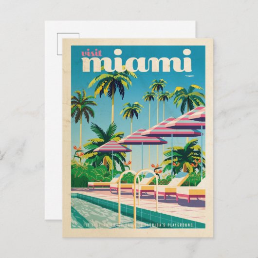 retro Miami pool Briefkaart (Voorkant / Achterkant)