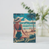 Retro Miami South Beach Art Briefkaart (Staand voorkant)