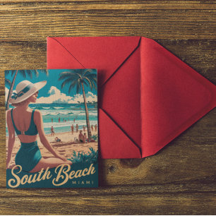  Retro Miami South Beach Art Briefkaart