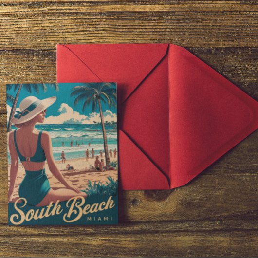 Retro Miami South Beach Art Briefkaart