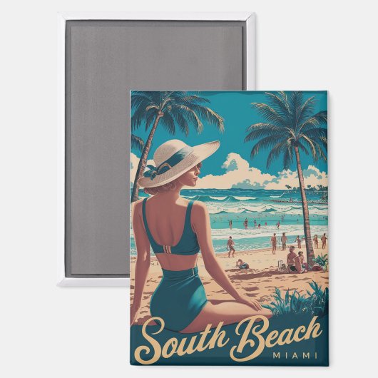  Retro Miami South Beach Art Magneet (Voorkant / Achterkant)