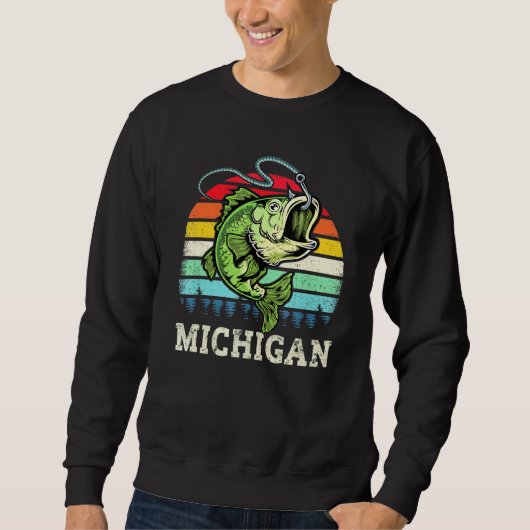 Retro Michigan Bass Gevist Bass Fish Vis Trui (Voorkant)