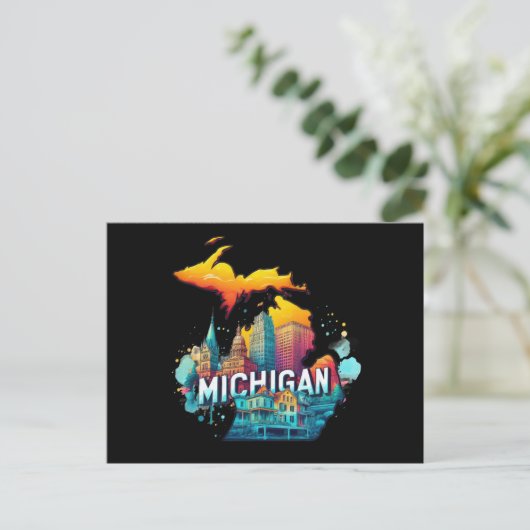 Retro  Michigan State Kaart (Staand voorkant)