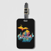 Retro  Michigan State Kaart Bagagelabel (Voorkant (verticaal))