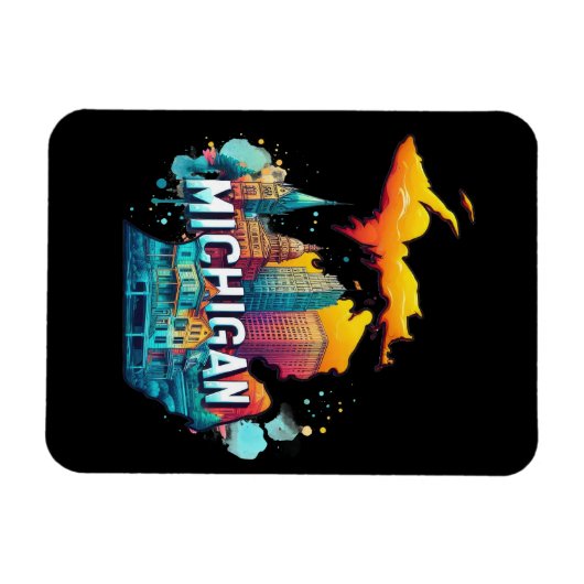 Retro  Michigan State Kaart Magneet (Horizontaal)