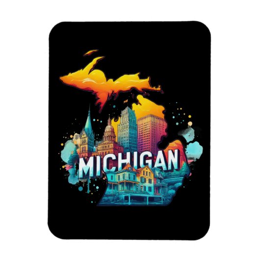 Retro  Michigan State Kaart Magneet (Verticaal)