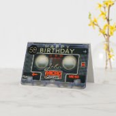 Retro Micro Audiotape 50e verjaardag recto-verso C Kaart (Gele Bloem)