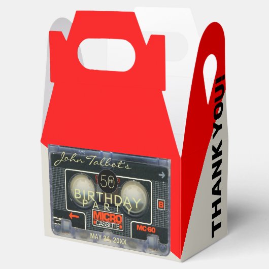 Retro Micro Audiotape 50th Birthday Dank u GFB Bedankdoosjes (Geopend)