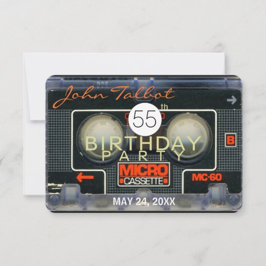 Retro Micro Audiotape 55th Birthday Invitation Kaart (Voorkant)