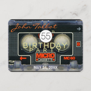 Retro Micro Audiotape 55th Birthday Invitation Kaart