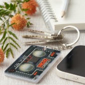Retro Micro Audiotape Mixtape Cassette, naam K Sleutelhanger (Voorkant Rechts)