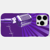 Retro microfoon aangepaste naam paarse afbeelding Case-Mate iPhone case (Achterkant (horizontaal))