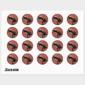 Retro Microfoon Grafisch in het Rood Ronde Sticker (Vel)