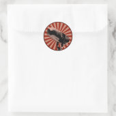 Retro Microfoon Grafisch in het Rood Ronde Sticker (Tas)