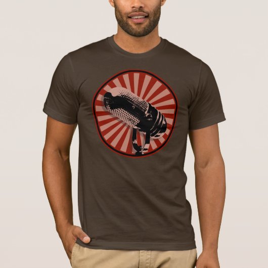 Retro Microfoon Grafisch in het Rood T-shirt (Voorkant)