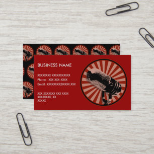 Retro Microfoon Grafisch in het Rood Visitekaartje