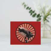 Retro microfoon grafisch in rood briefkaart (Staand voorkant)