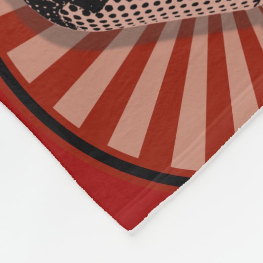 Retro microfoon grafisch in rood fleece deken (Hoek)