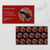 Retro microfoon grafisch in rood visitekaartje (Voorkant / Achterkant)