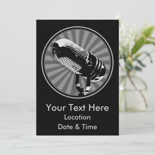 Retro microfoon grafisch kaart (Staand voorkant)