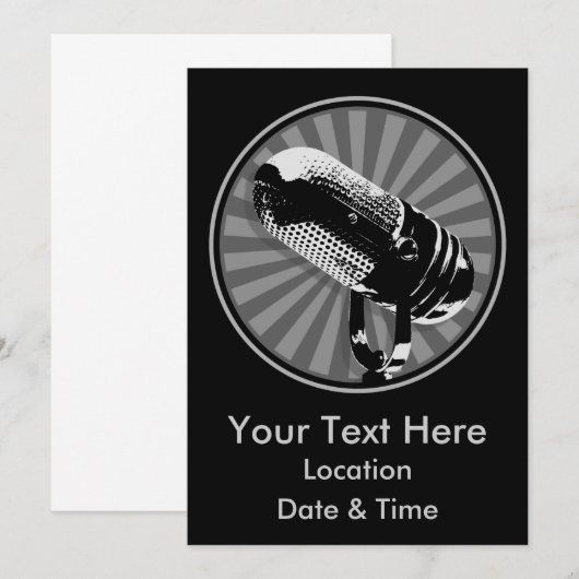 Retro microfoon grafisch kaart (Voorkant / Achterkant)