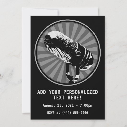 Retro microfoon grafisch kaart (Voorkant)