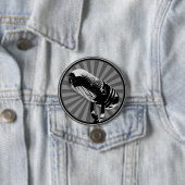 Retro microfoon grafisch ronde button 7,6 cm (In situ)