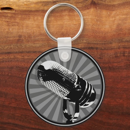Retro microfoon grafisch sleutelhanger (Voorkant)