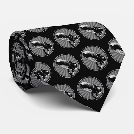 Retro microfoon grafisch stropdas (Opgerold)