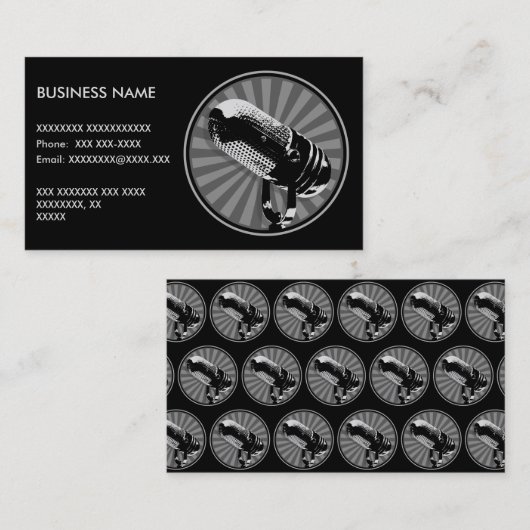 Retro microfoon grafisch visitekaartje (Voorkant / Achterkant)