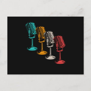 Retro Microfoon Mic  Musician Singing Gift Briefkaart